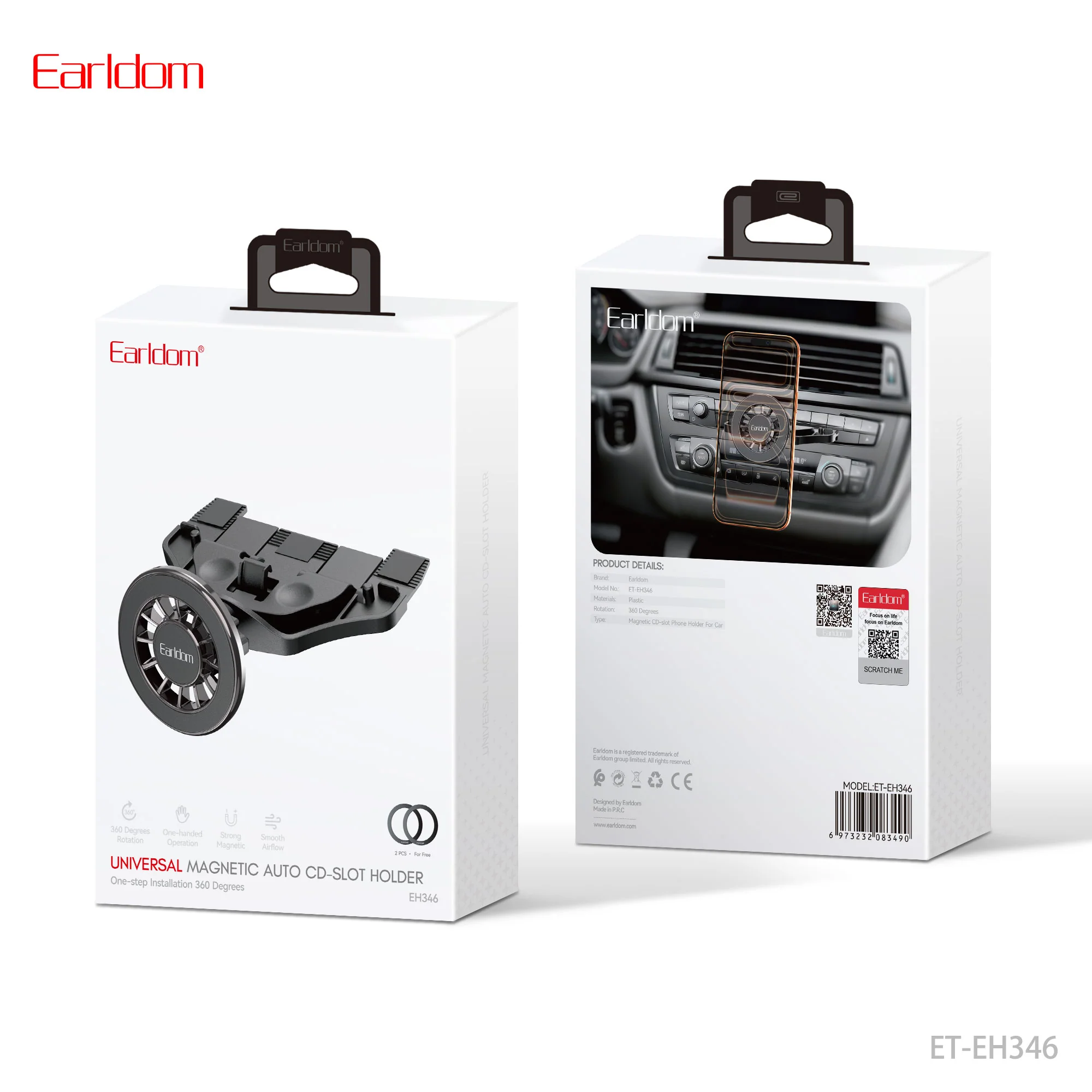 Earldom ET-EH346 Magnetic Phone Holder – Black
