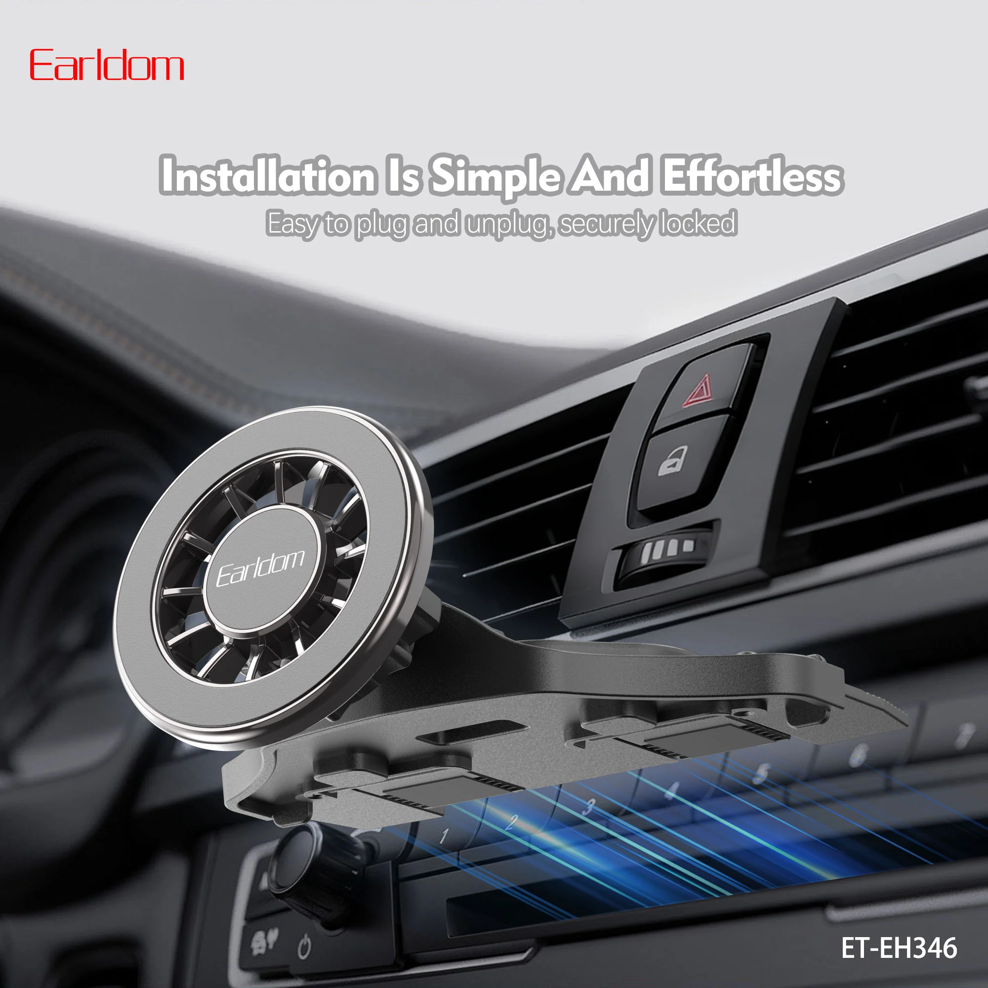 Earldom ET-EH346 Magnetic Phone Holder – Black