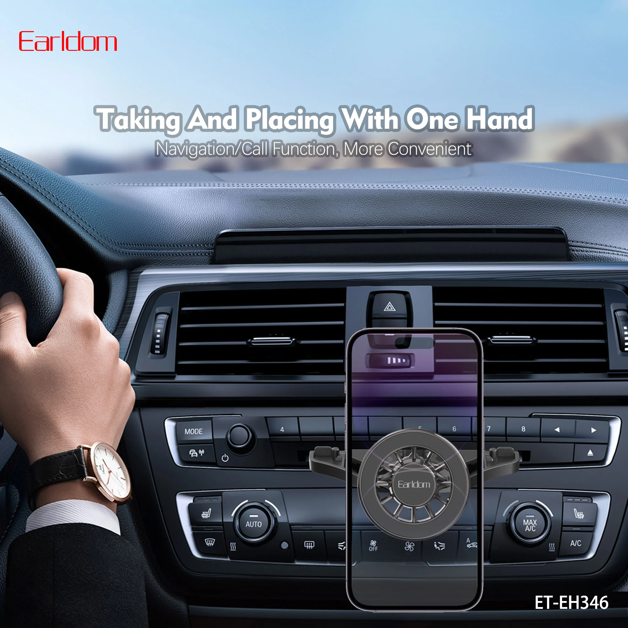 Earldom ET-EH346 Magnetic Phone Holder – Black
