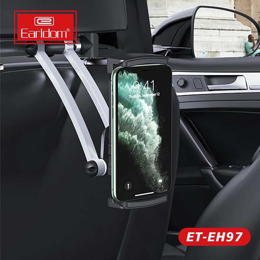 EARLDOM ET-EH97 Adjustable Car Headrest Phone Holder Black