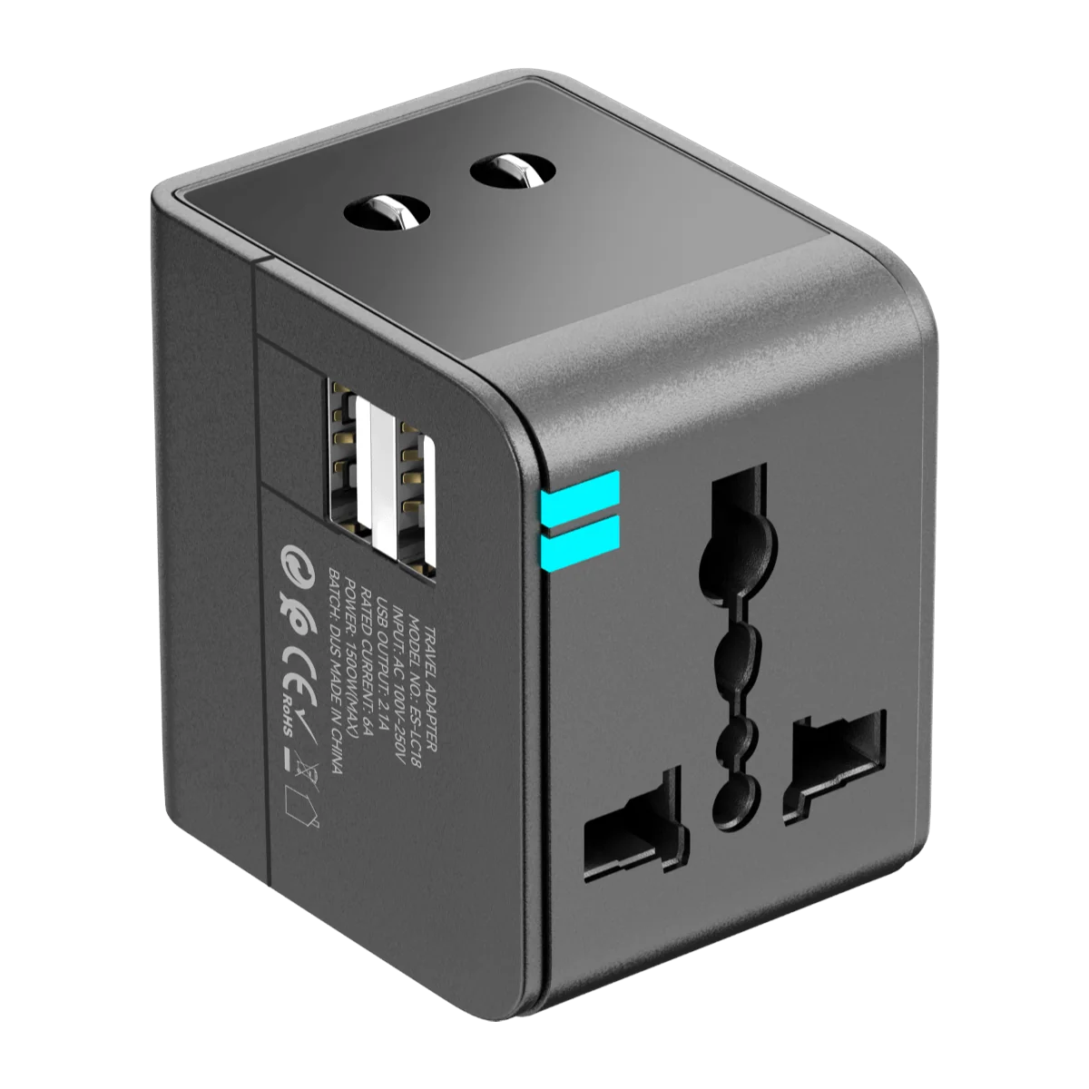 EARLDOM LC18 Universal Travel Adapter with USB-A & USB-C