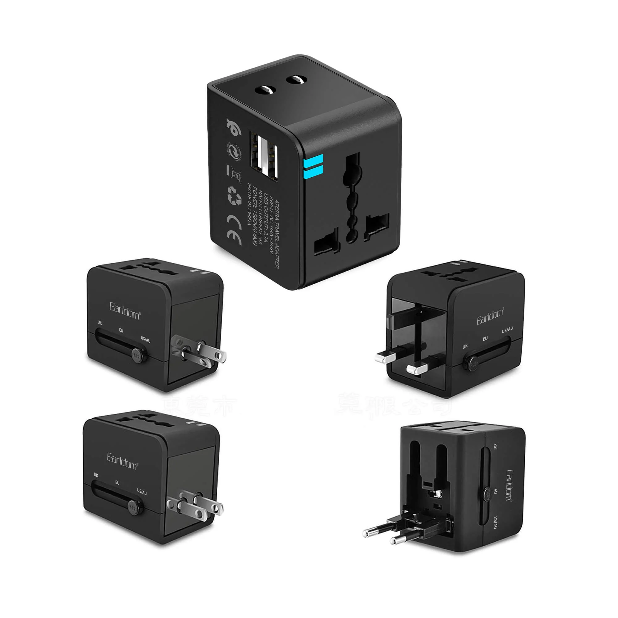EARLDOM LC18 Universal Travel Adapter with USB-A & USB-C