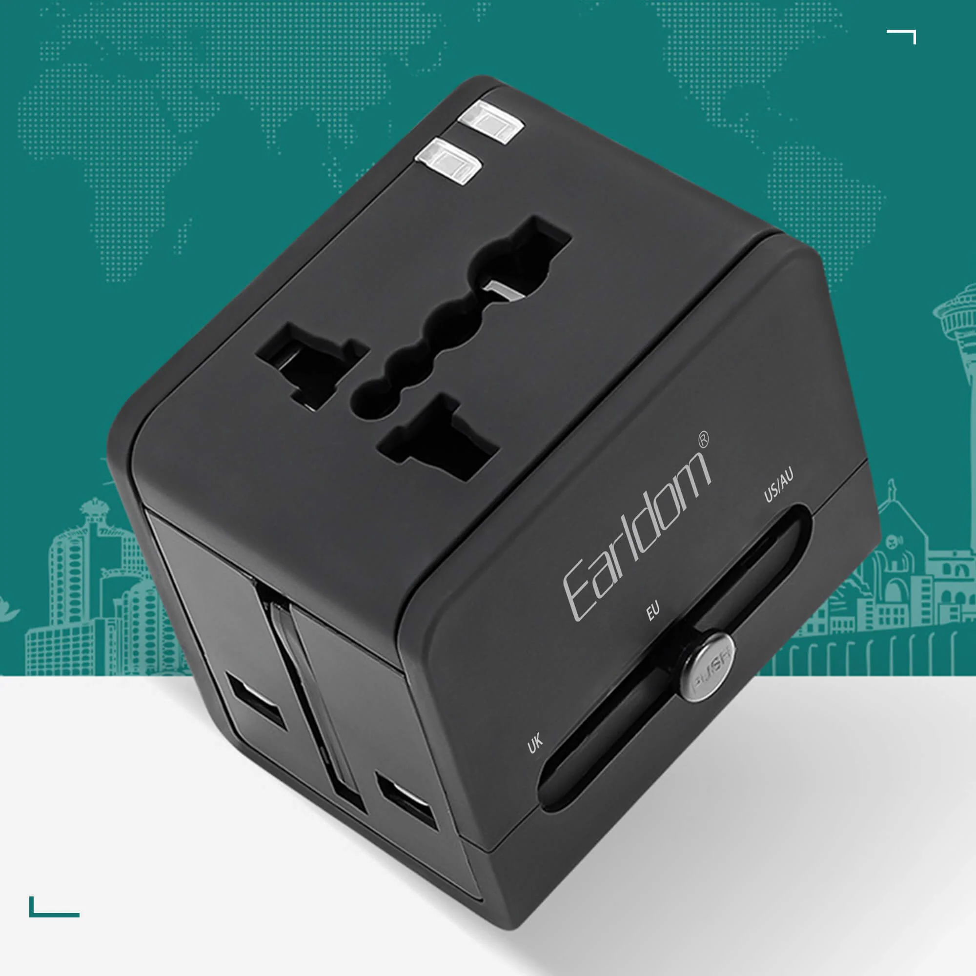 EARLDOM LC18 Universal Travel Adapter with USB-A & USB-C