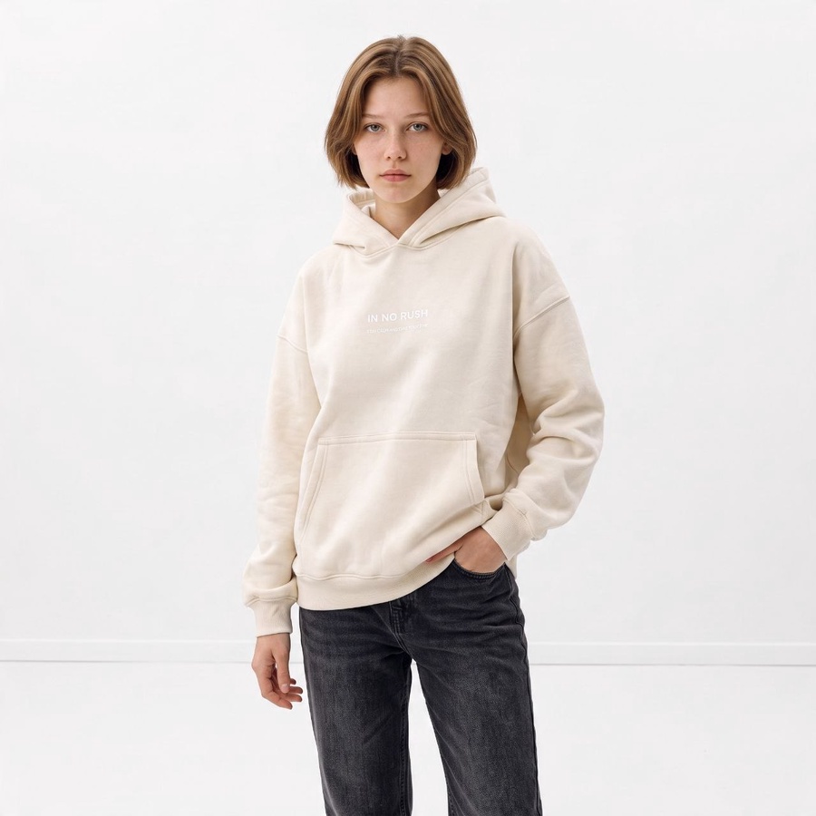 Oversized Printed Hoodie (in no rush , let it be then keep going)