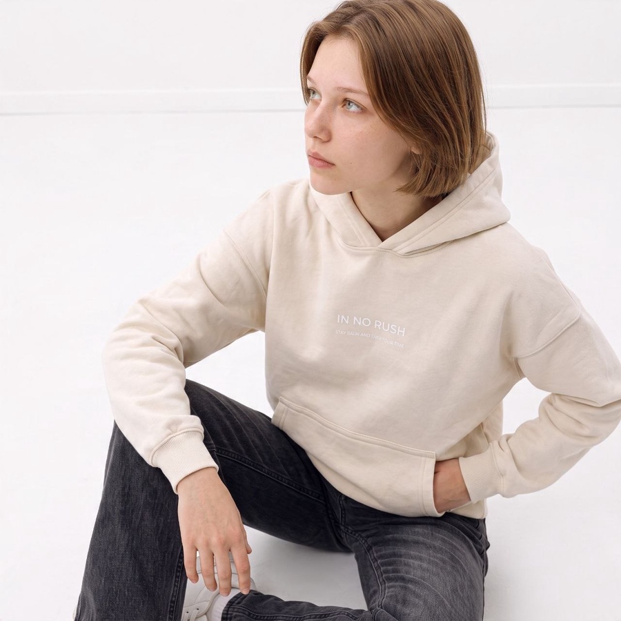 Oversized Printed Hoodie (in no rush , let it be then keep going)