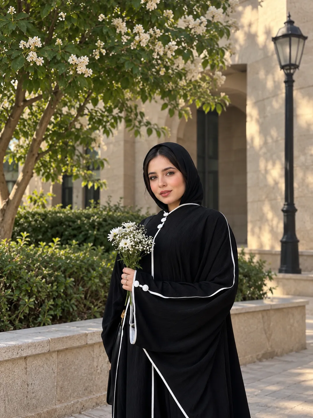 اسدال حريمي راقي بـ 3 أزرار وخط أبيض