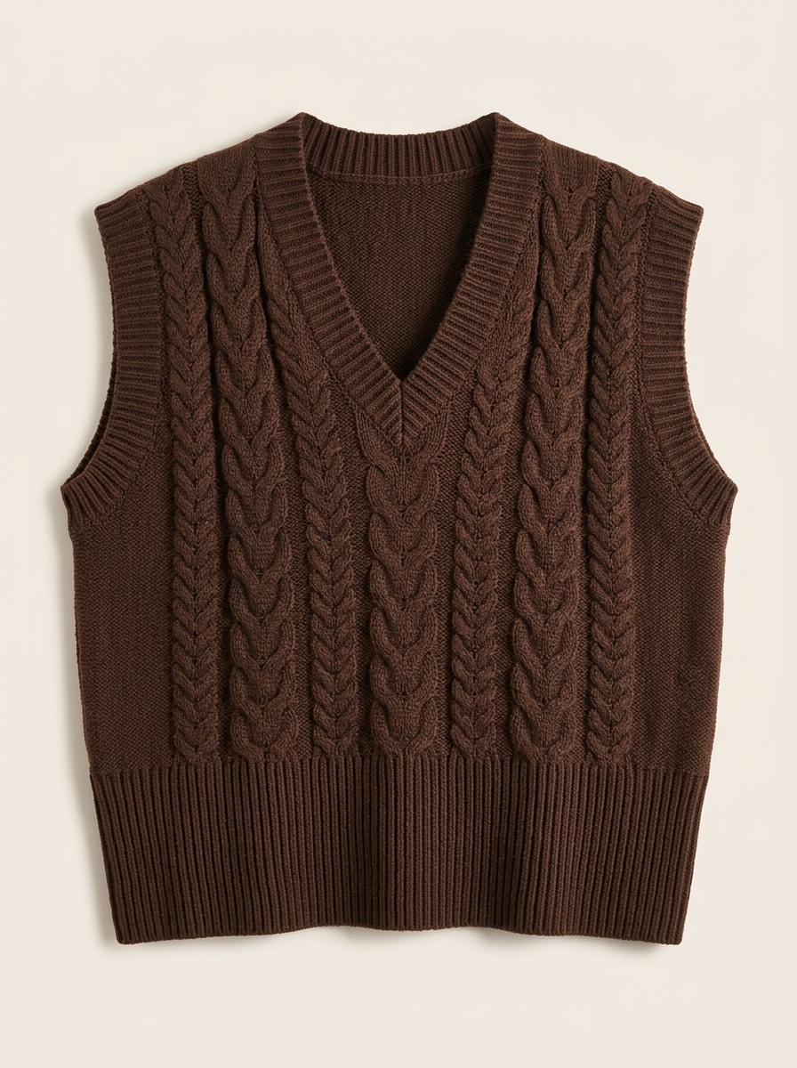Fern, Cable Knit V-Neck Sweater Vest