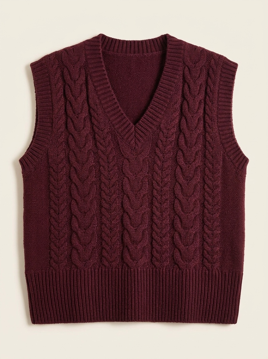 Fern, Cable Knit V-Neck Sweater Vest