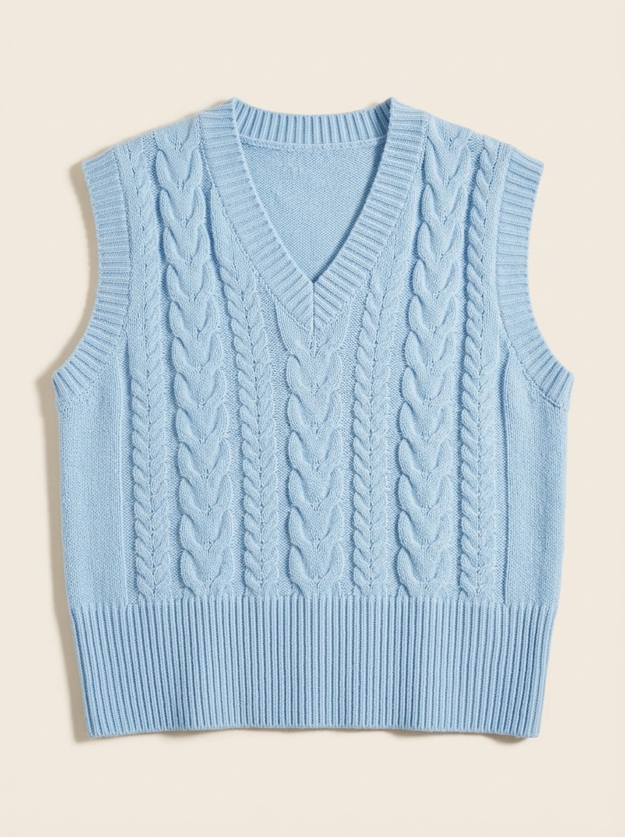 Fern, Cable Knit V-Neck Sweater Vest