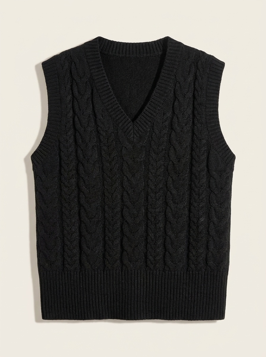 Fern, Cable Knit V-Neck Sweater Vest