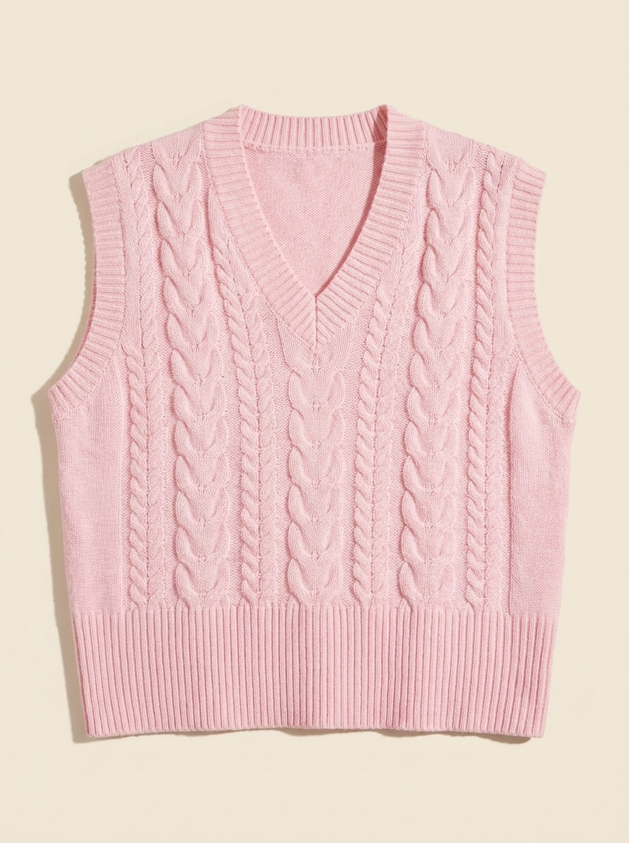 Fern, Cable Knit V-Neck Sweater Vest