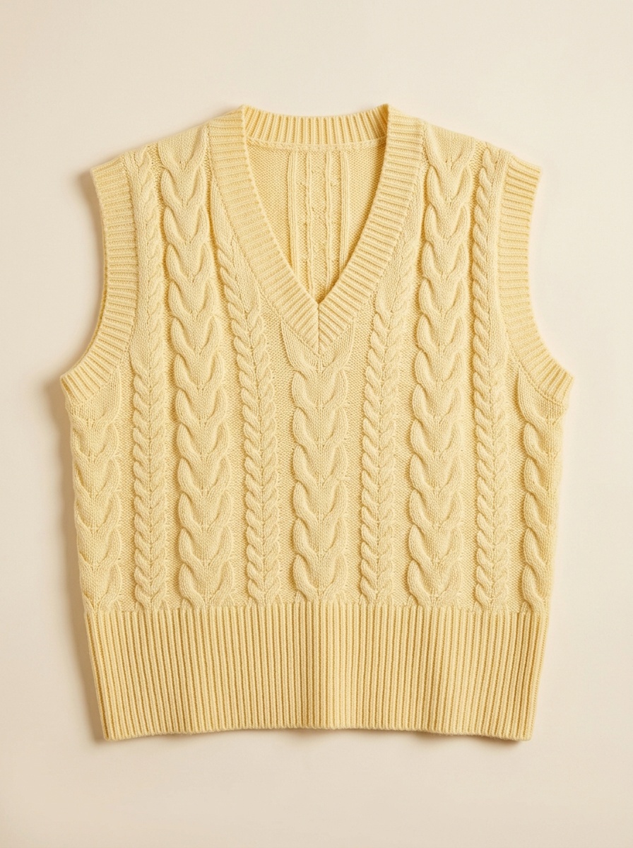 Fern, Cable Knit V-Neck Sweater Vest