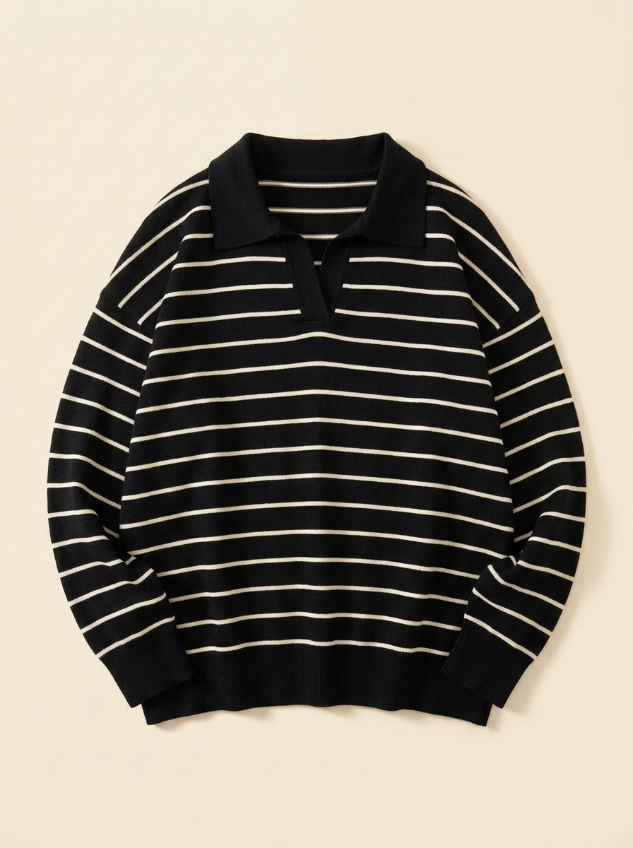 Margin, Striped Knit Polo