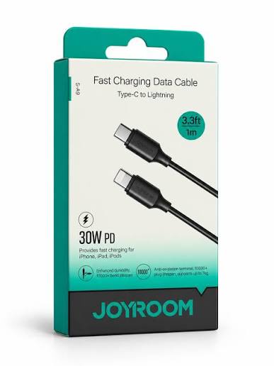    جوي رووم فاست تشارجر داتا كابل  (تايب سي - تو - لايتينج  )( 30 وات)( 1متر ) joyroom Fast Charging Data Cable (Type-C TO LIGHTNING)( 30W) ( 1M )  S-A9