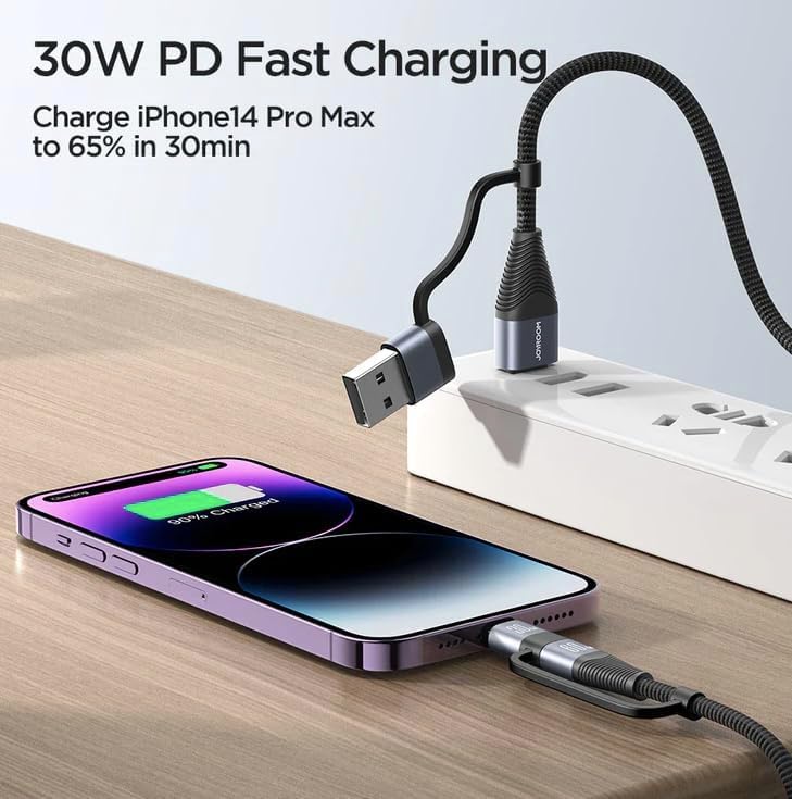 joyroom Fast Charging Data Cable (4- in – 1) (Type – C TO Lightning 30W) (Type – C TO Type – C   60W) (USB – A To Lightning / USB – A To Type – C   3A) (1.2M)  S-A37 جوي رووم فاست تشارجر داتا كابل (4 في 1) (تايب سي – تو – لايتينج 30 وات) (تايب سي – تو – تايب سي 60 وات) (يو إس بي – إيه - تو – لايتينج / يو إس بي – إيه – تو – تايب سي 3 أمبير) (1.2 متر) 