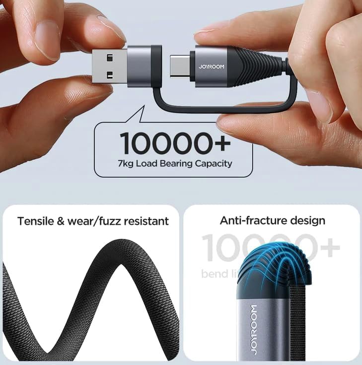 joyroom Fast Charging Data Cable (4- in – 1) (Type – C TO Lightning 30W) (Type – C TO Type – C   60W) (USB – A To Lightning / USB – A To Type – C   3A) (1.2M)  S-A37 جوي رووم فاست تشارجر داتا كابل (4 في 1) (تايب سي – تو – لايتينج 30 وات) (تايب سي – تو – تايب سي 60 وات) (يو إس بي – إيه - تو – لايتينج / يو إس بي – إيه – تو – تايب سي 3 أمبير) (1.2 متر) 