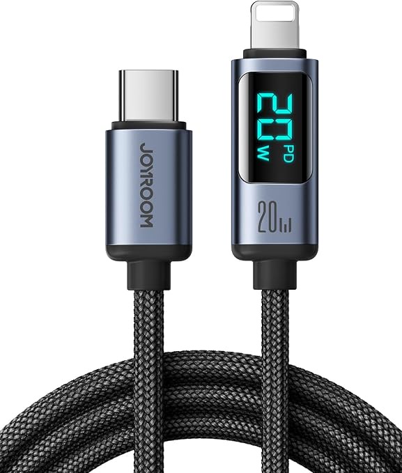    جوي رووم فاست تشارجر داتا كابل  (تايب سي - تو - لايتينج  )( 30 وات)( 1متر ) joyroom Digital Display Fast Charging Data Cable (Type-C TO LIGHTNING)( 20W) ( 1.2M )  S-CL020A16