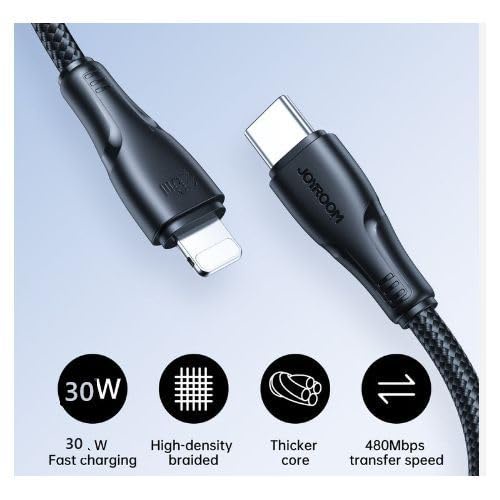    جوي رووم فاست تشارجر داتا كابل  (تايب سي - تو - لايتينج  )( 30 وات)(1.2متر ) joyroom Fast Charging Data Cable (Type-C TO LIGHTNING)( 30W) ( 1.2M )  S-A11