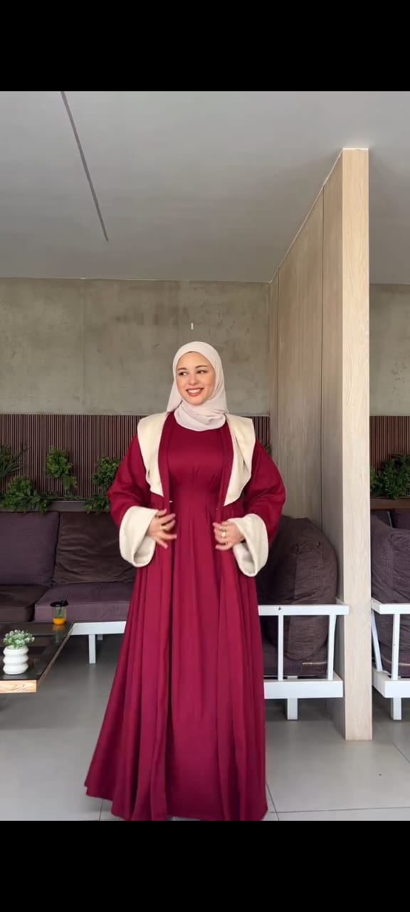 دريس قطعتين مكون من بيزك دريس ساده واوبن 2لون    