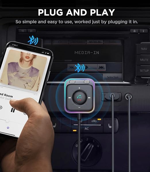 جوي رووم وايرليس ريسيفر ( بي تي 5.4)( إتش دي كولينج) (تي إف كوننيكشن)( كولور فوول ليد رينج) Joyroom Wireless Receiver (BT 5.4) (HD Calling) (TF Connection) (Colorful Led Ring) JR-CB3 