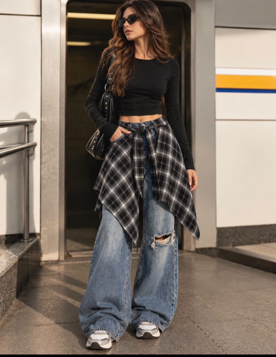 Plaid Waist Wrap Accessory for Women