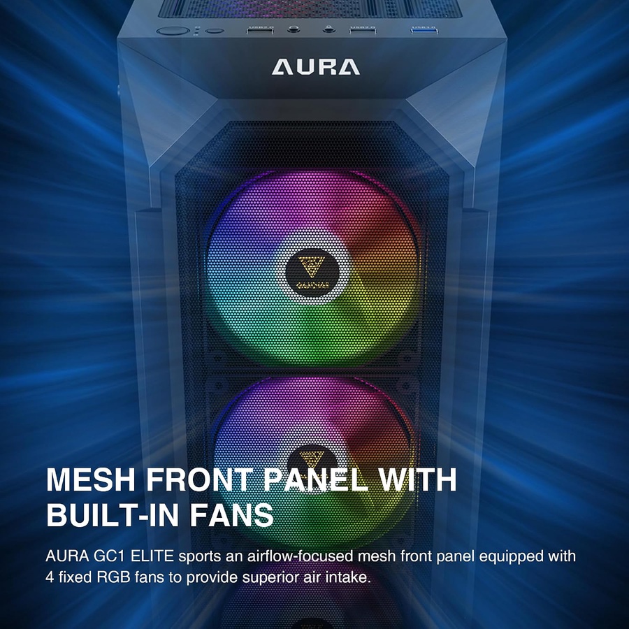 كيسة GAMDIAS AURA GC1 ELITE مع باور سبلاي 650 وات 80 PLUS