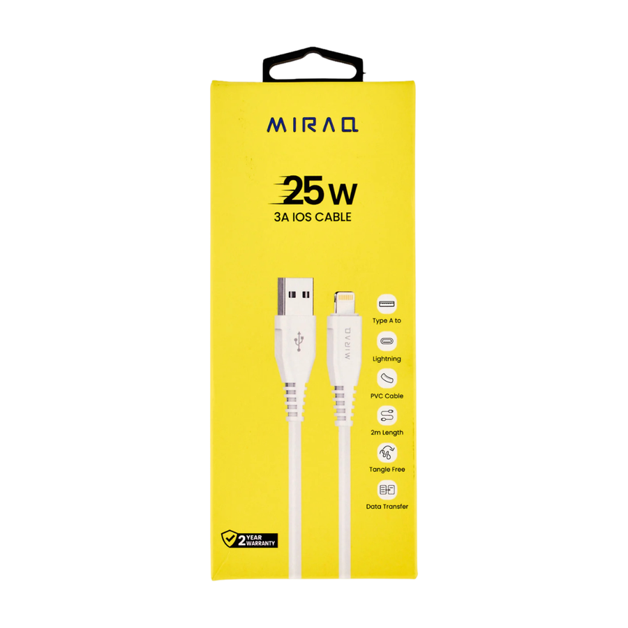 Miraq, 25W 3A IOS Lightening Cable, White