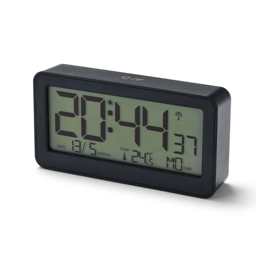 Tchibo, Digital LCD Radio Controlled Alarm Clock, Black