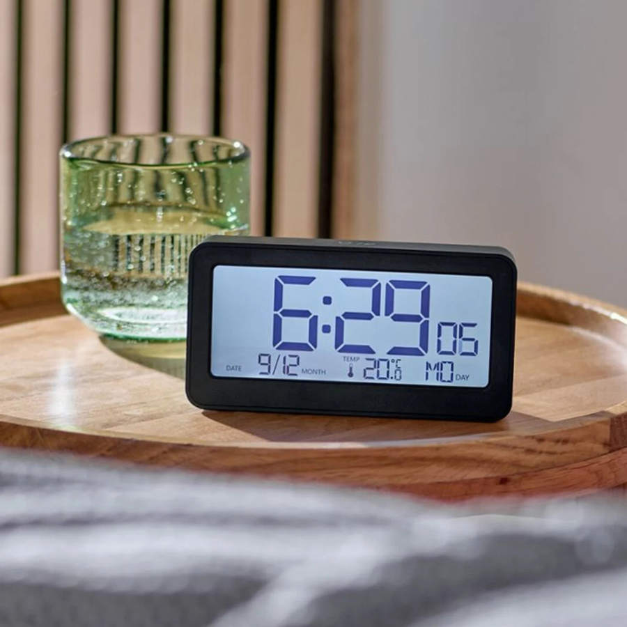 Tchibo, Digital LCD Radio Controlled Alarm Clock, Black
