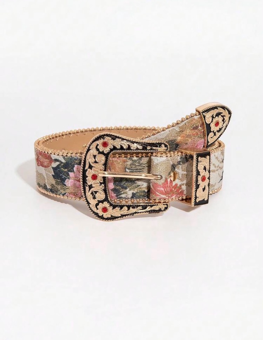 Vintage Floral Western Statement Belt