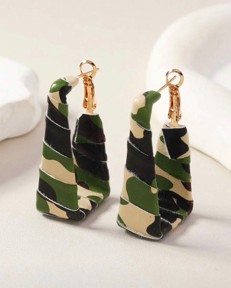 Camouflage Print Statement Earrings for Women