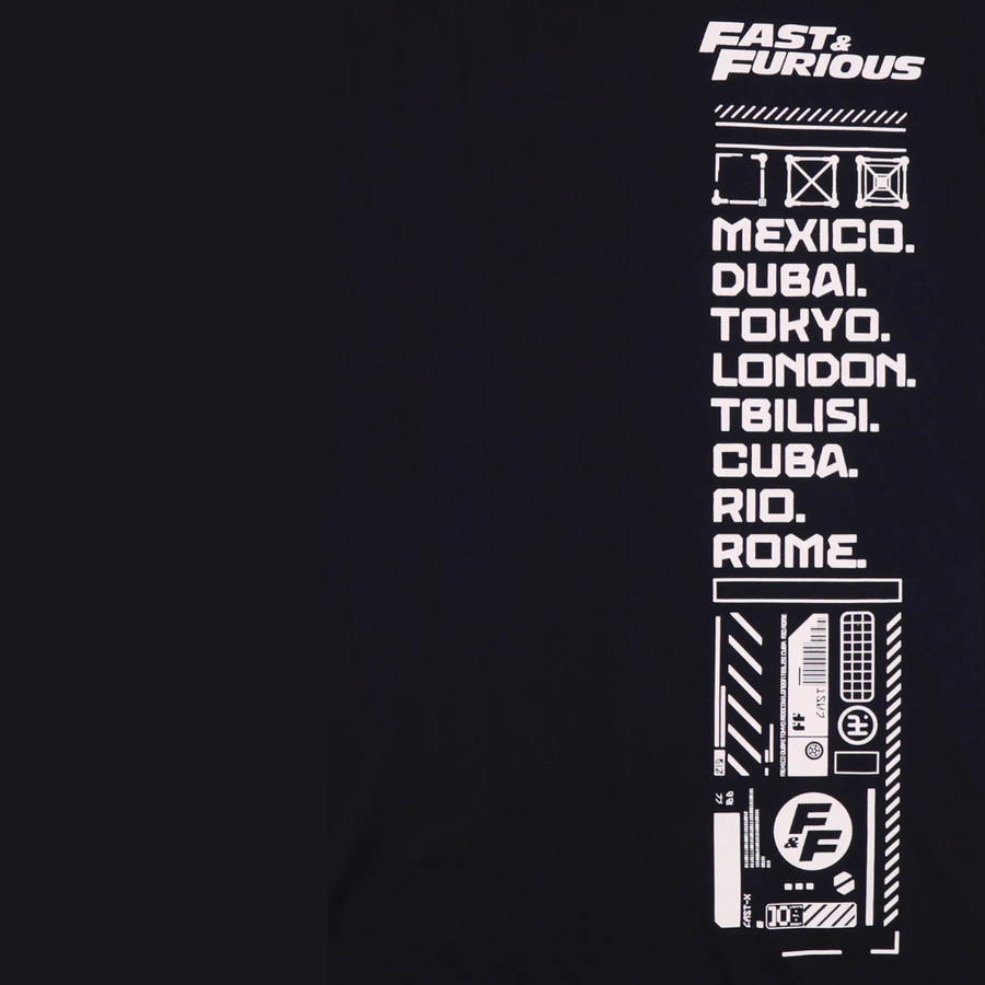 Fast & Furious, Men Crew Neck Short Sleeve Graphic Print T-Shirt, Navy
