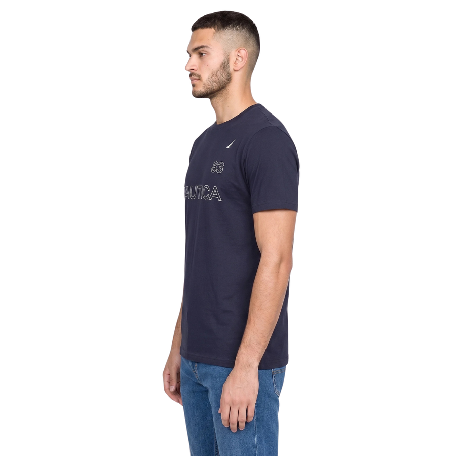 Nautica, Men Crew Neck Short Sleeve Brand Logo T-Shirt, Navy