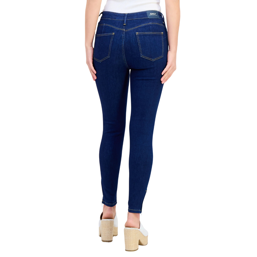 Only, Women Regular Fit Solid Non Stretch Denim Jogger Jeans, Navy Blue