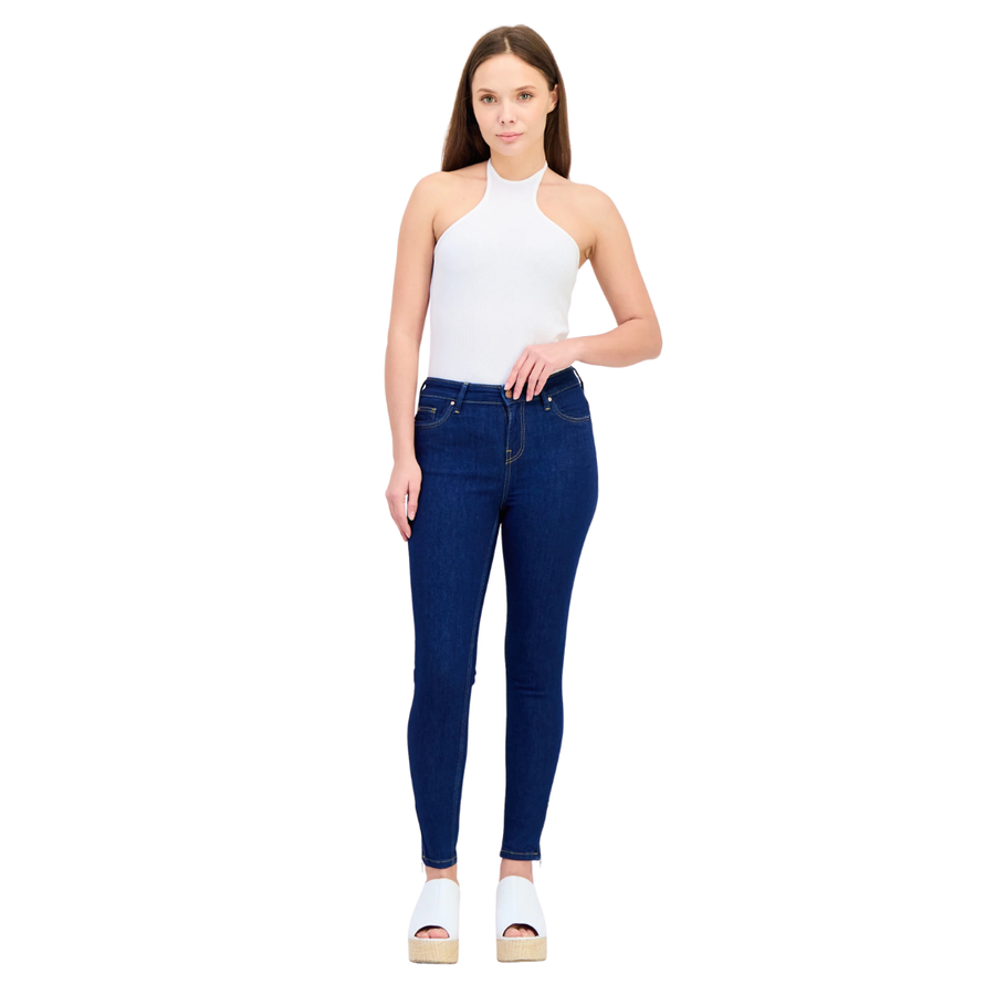 Only, Women Regular Fit Solid Non Stretch Denim Jogger Jeans, Navy Blue