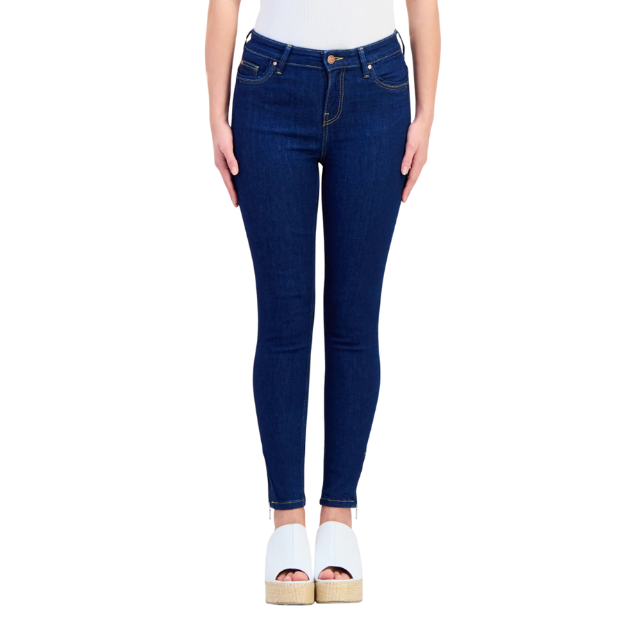 Only, Women Regular Fit Solid Non Stretch Denim Jogger Jeans, Navy Blue
