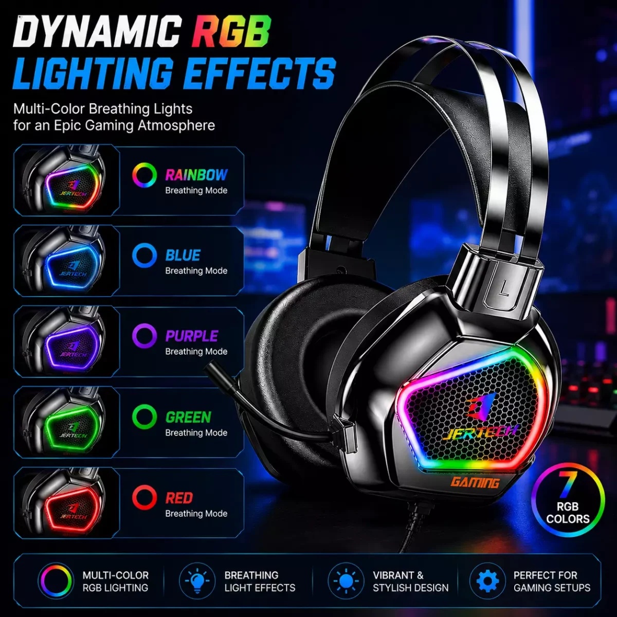 سماعة USB RGB للألعاب JERTECH HG02