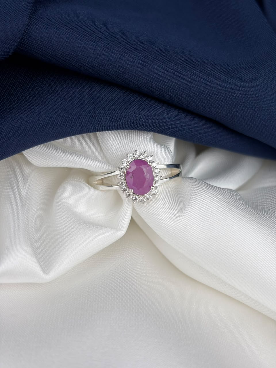 Ruby 925 Silver Ring - IGI certified- Halo&Split Shank Design 