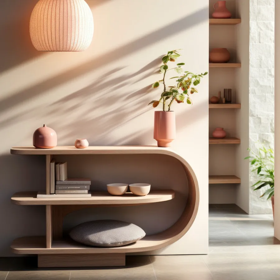 Curved Oak Console Table