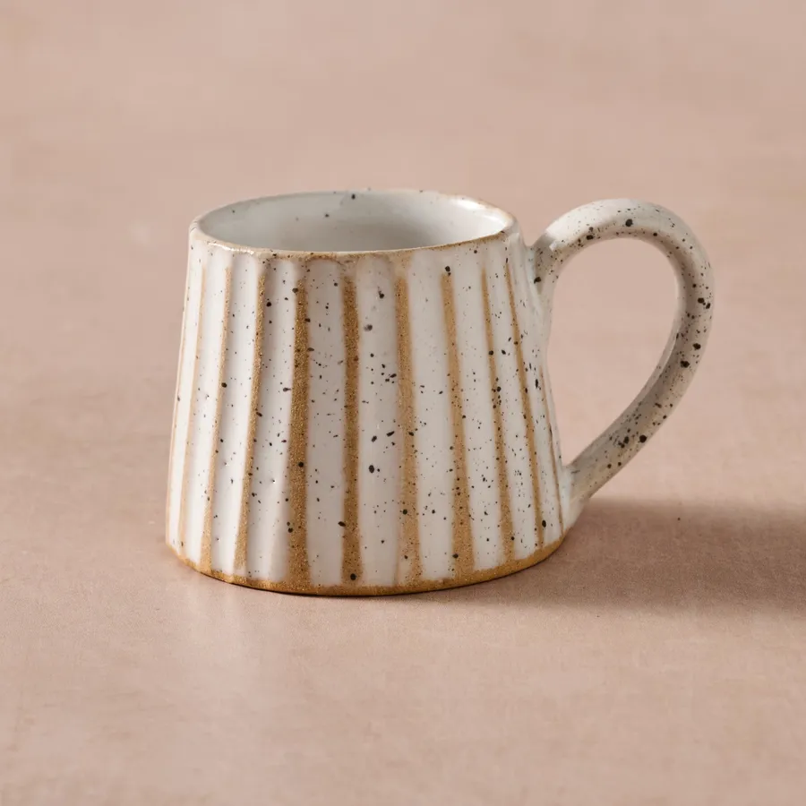 Sundara Conical Fluted Ceramic Espresso Mugs - Set of 4