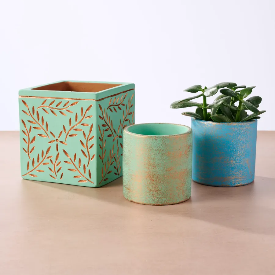 Chota Terracotta Mini Planter - Light Blue