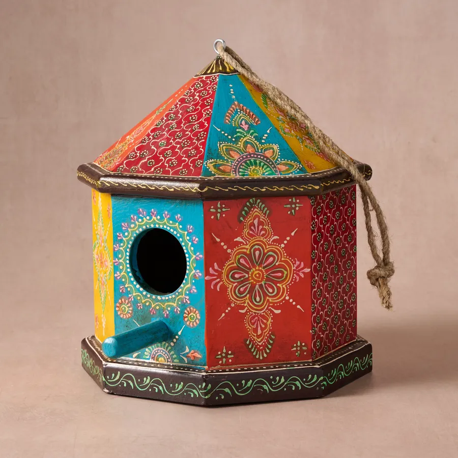 Sarkas Hand Painted Birdhouse with Perch