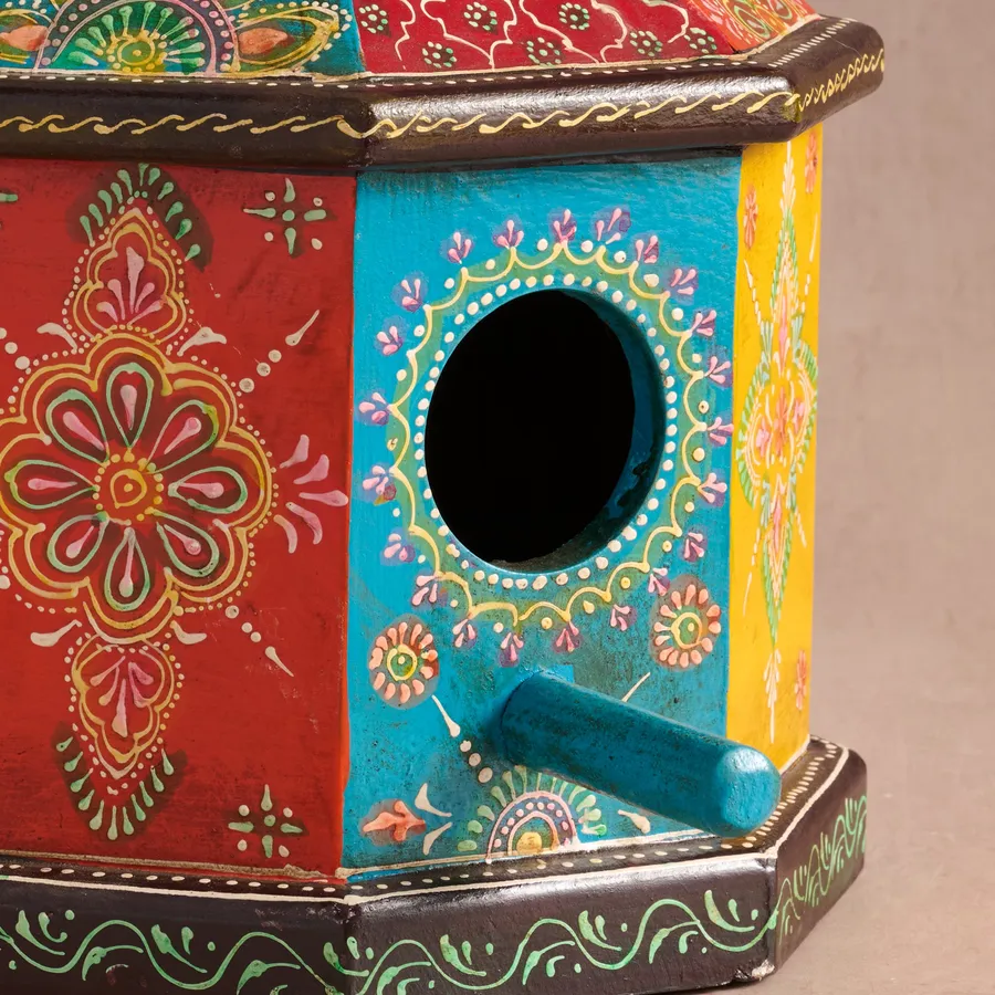 Sarkas Hand Painted Birdhouse with Perch