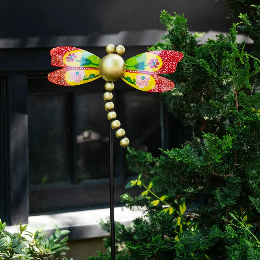 Vikaas Hand Painted Dragonfly Garden Stake