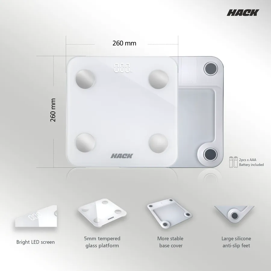 Hack Athletics BMI Body Weighing Scale White
