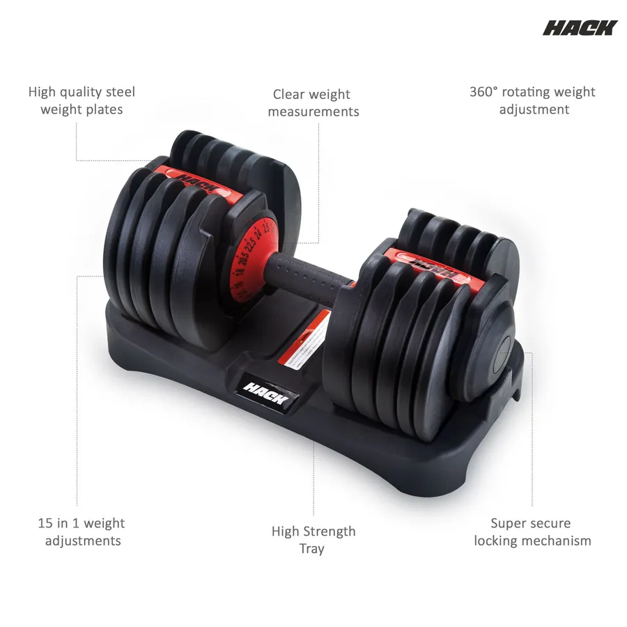 Hack Athletics Adjustable Dumbbell Set 24 KG, Set of 2