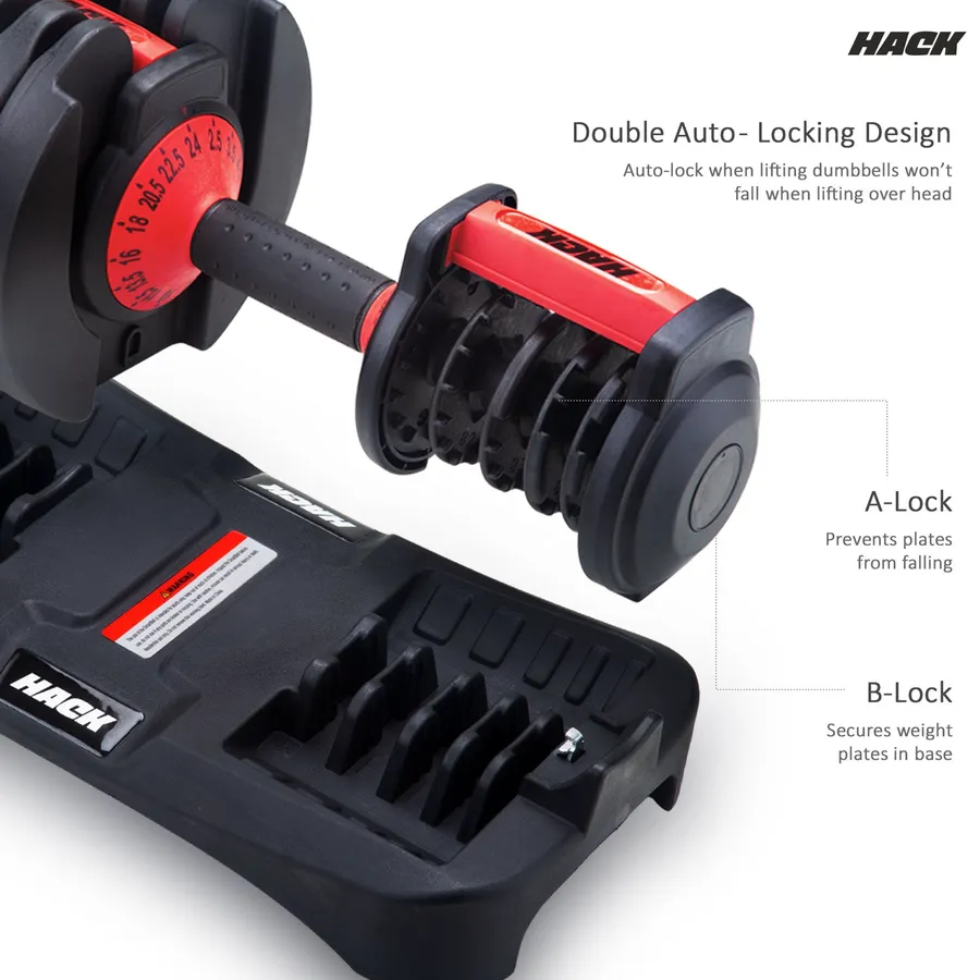 Hack Athletics Adjustable Dumbbell Set 24 KG, Set of 2