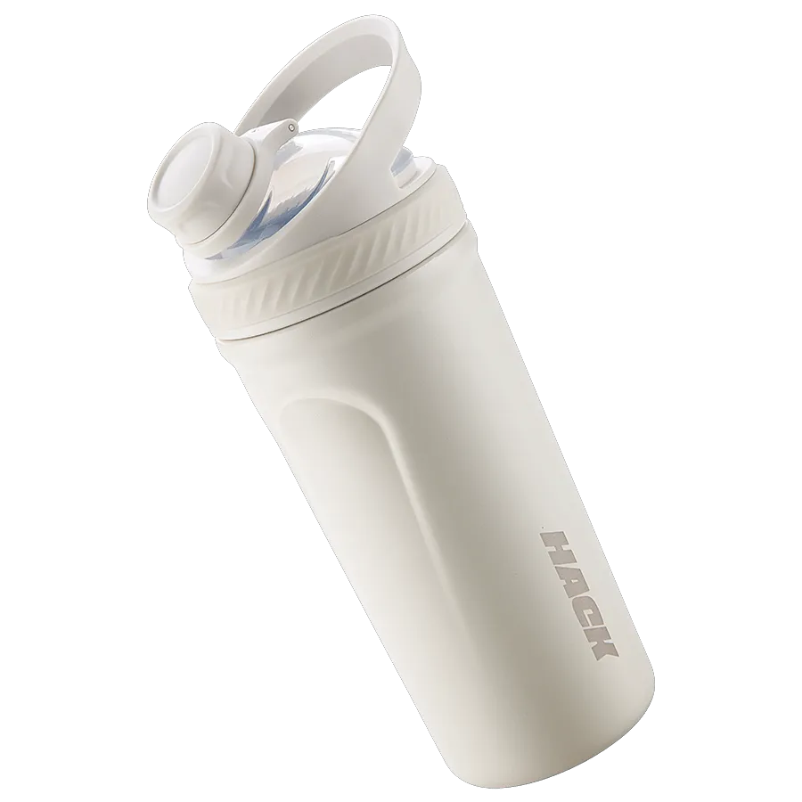 Hack Athletics Premium Stainless Steel Insulated Shaker Bottles 709ML White
