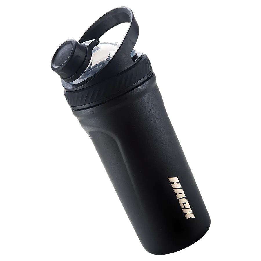 Hack Athletics Premium Stainless Steel Insulated Shaker Bottles 709ML Black