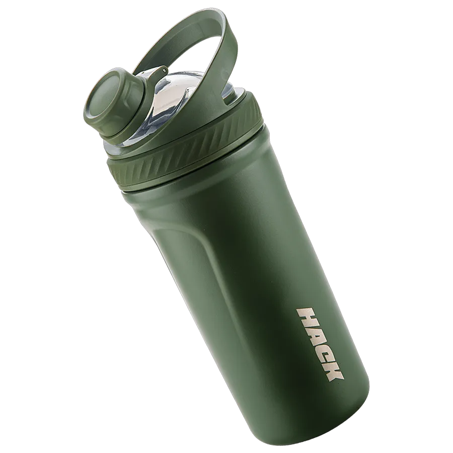 Hack Athletics Premium Stainless Steel Insulated Shaker Bottles 709ML Green